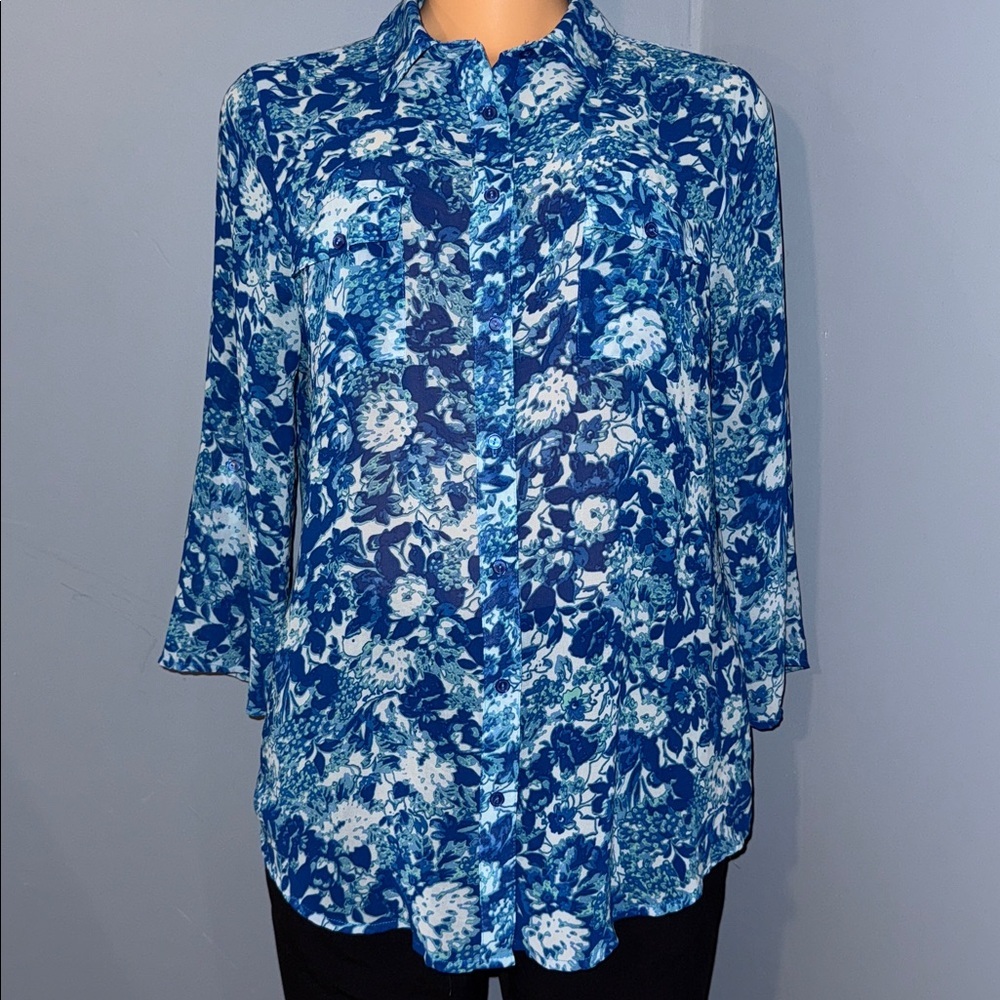 Ambiance Apparel Floral Blouse – Size Large